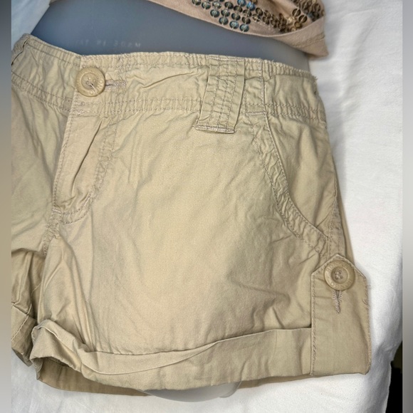 Bongo Lightweight Tan Beige Cargo Shorts Roll Cuffs ~ Women’s Size 3 - Picture 4 of 7